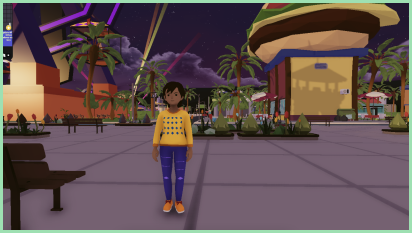 Decentraland. Walking around with a digital character.